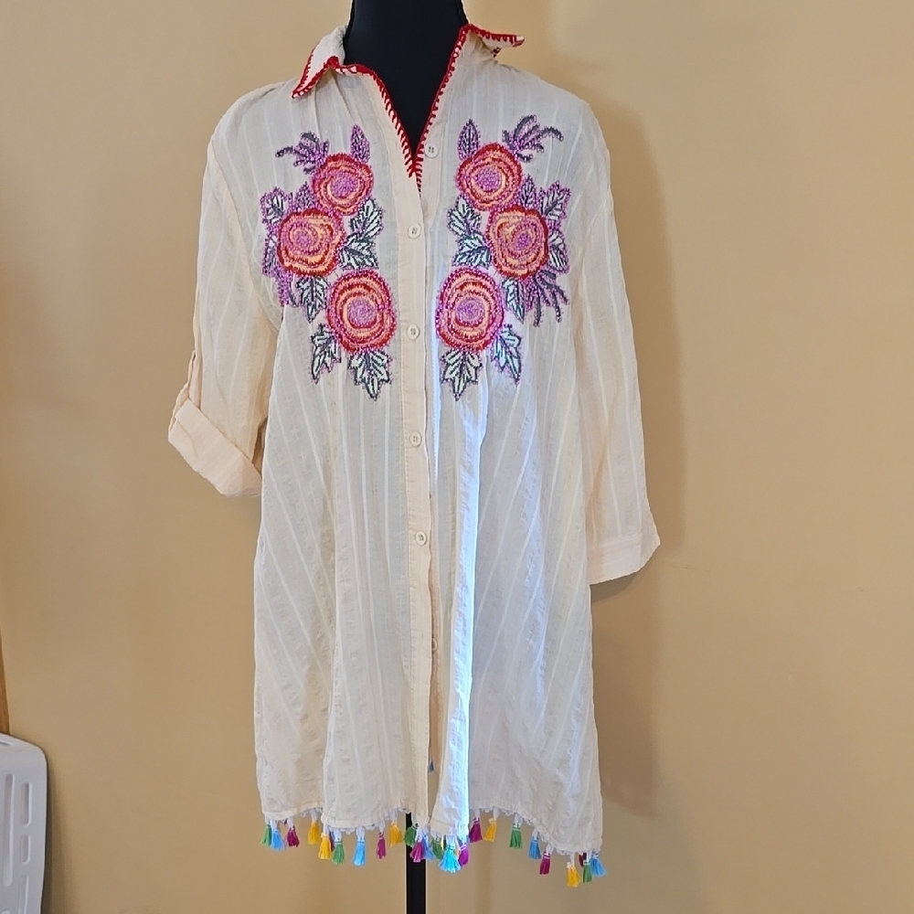 The Paisley Parrot 3/4 Sleeve Tunic L